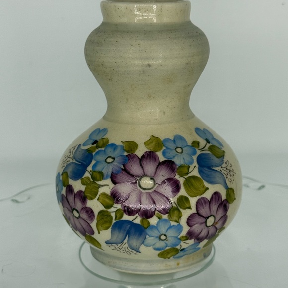 Other - Vintage Floral Ceramic Vase with Purple and Blue Flowers